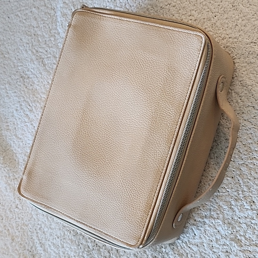 Beis Faux Leather Vegan Cosmetic Case - Beige